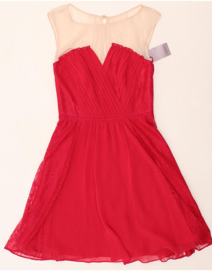 COAST Womens Sleeveless A-Line Dress UK 8 Small Red Colourblock Polyester Vintage Coast and Second-Hand Coast from Messina Hembry 