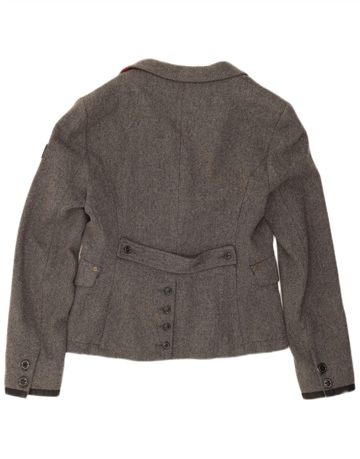 Giacca blazer da donna a 2 bottoni Superdry UK 14 grande lana grigia