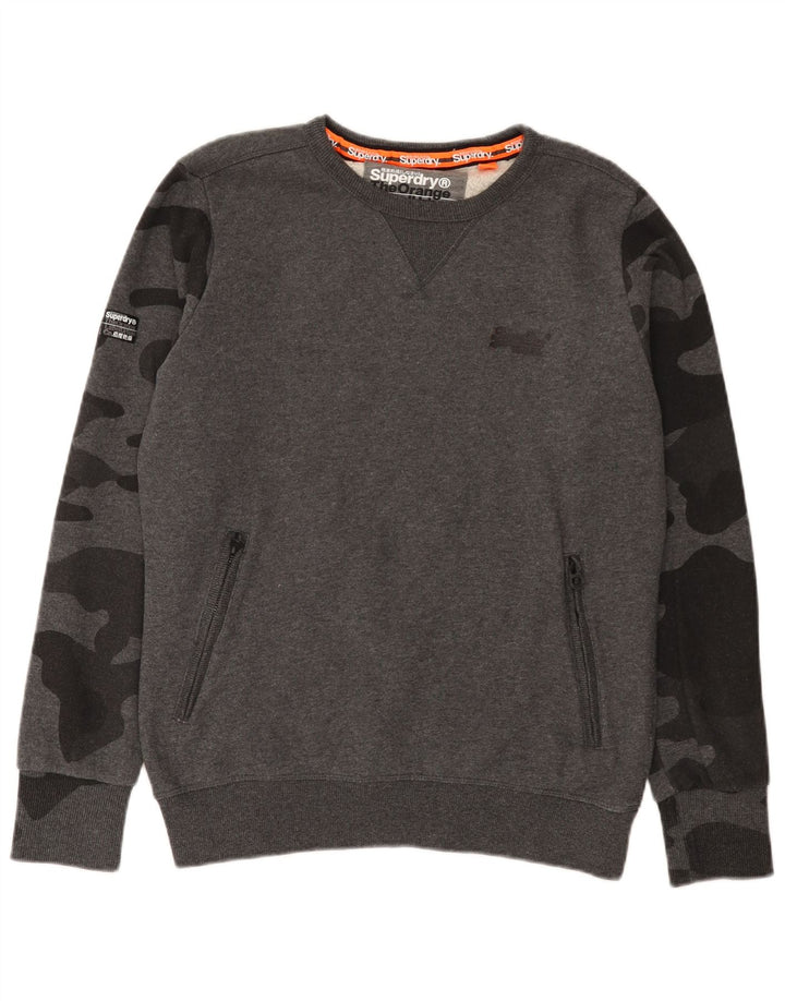 Felpa da uomo Superdry Maglione in cotone mimetico grigio medio