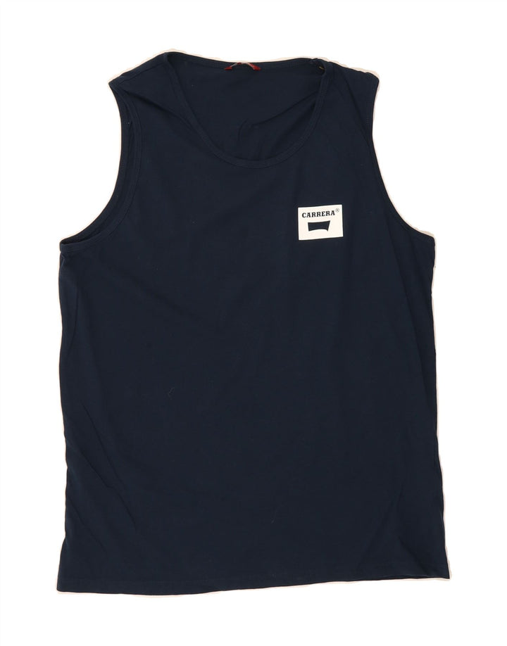 CARRERA Mens Vest Top Large Navy Blue Cotton Vintage Carrera and Second-Hand Carrera from Messina Hembry 