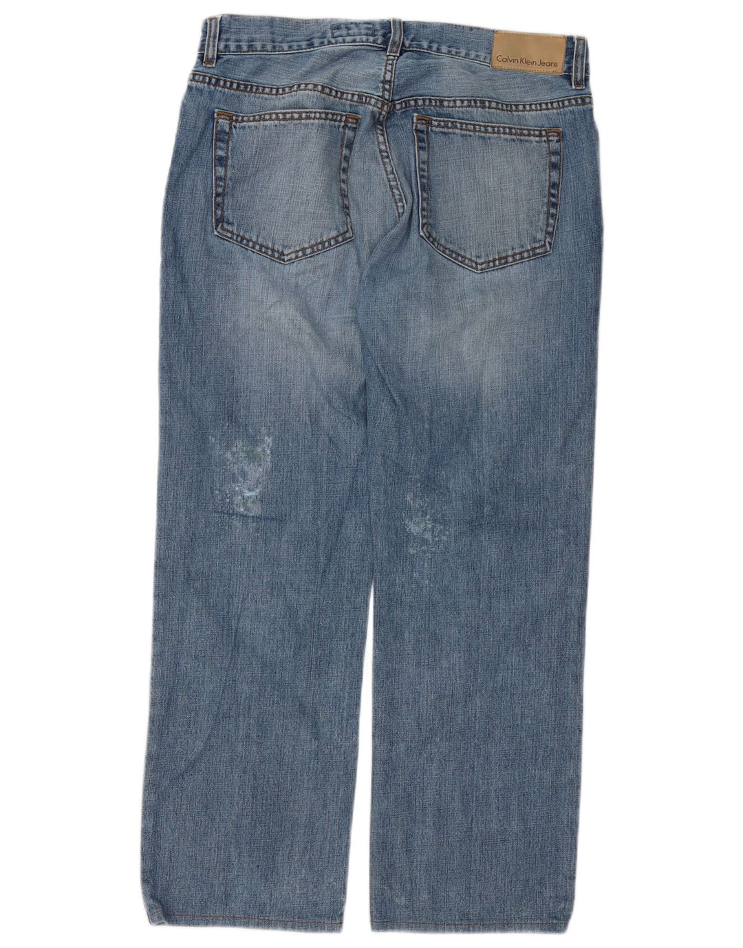 Jeans dritti invecchiati da uomo Calvin Klein W33 L27 cotone blu
