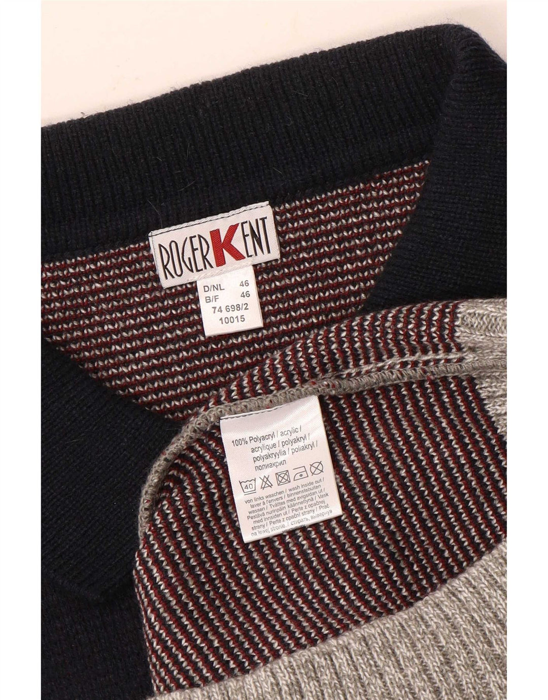 Maglione cardigan da uomo Roger Kent IT 46 Small Grey Colourblock in poliacrilico