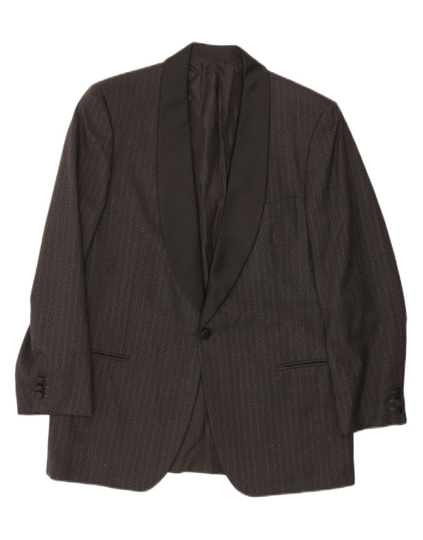 YVES SAINT LAURENT Mens 1 Button Blazer Jacket IT 50 Large Grey Striped