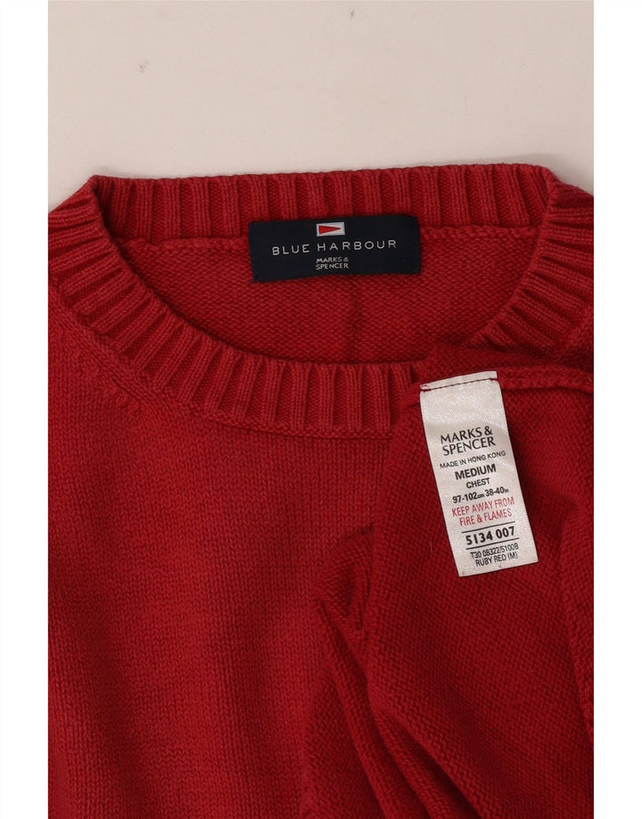Maglione maglione girocollo da uomo Marks & Spencer blu Harbour rosso medio