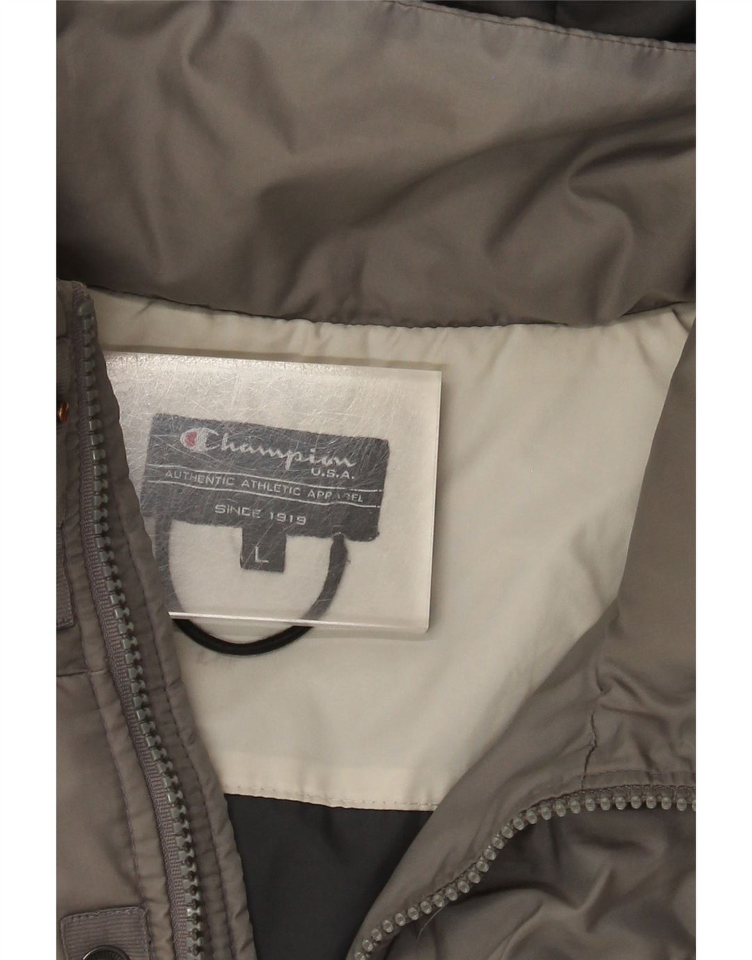 Giacca imbottita con cappuccio da uomo Champion UK 40 Large Grey Colourblock