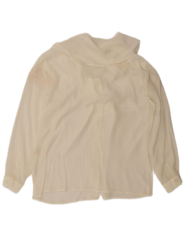 Lebole Womens Front Tie Shirt Blouse IT 44 Medium White Silk