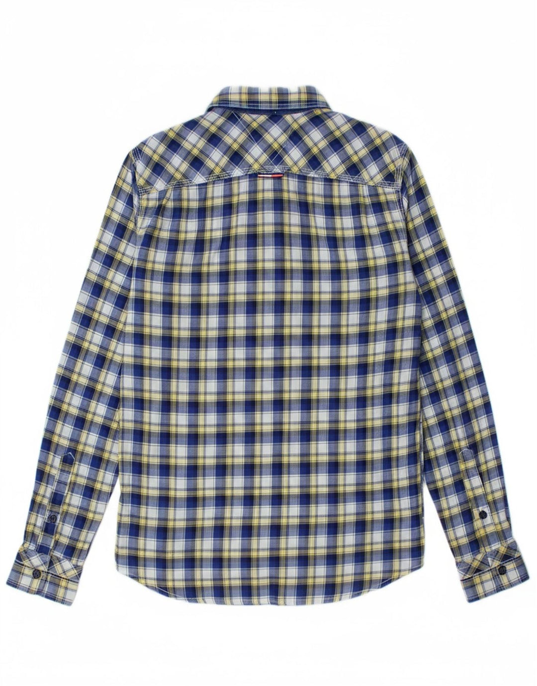 TOMMY HILFIGER Mens Flannel Shirt Medium Blue Check Cotton
