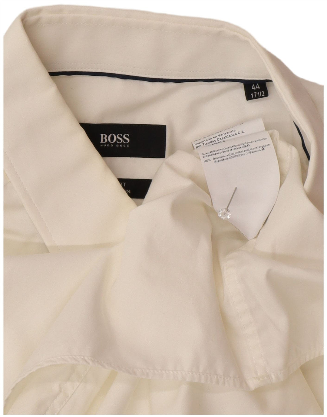 Camicia da uomo slim fit Hugo Boss taglia 44 17 1/2 XL cotone bianco