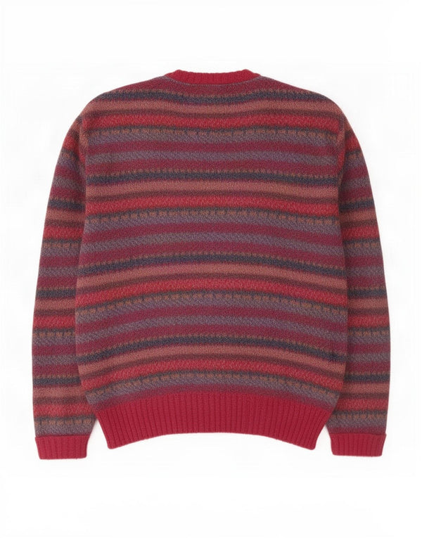 Maglione girocollo da uomo vintage vestibilità ampia IT 50 rosso medio geometrico
