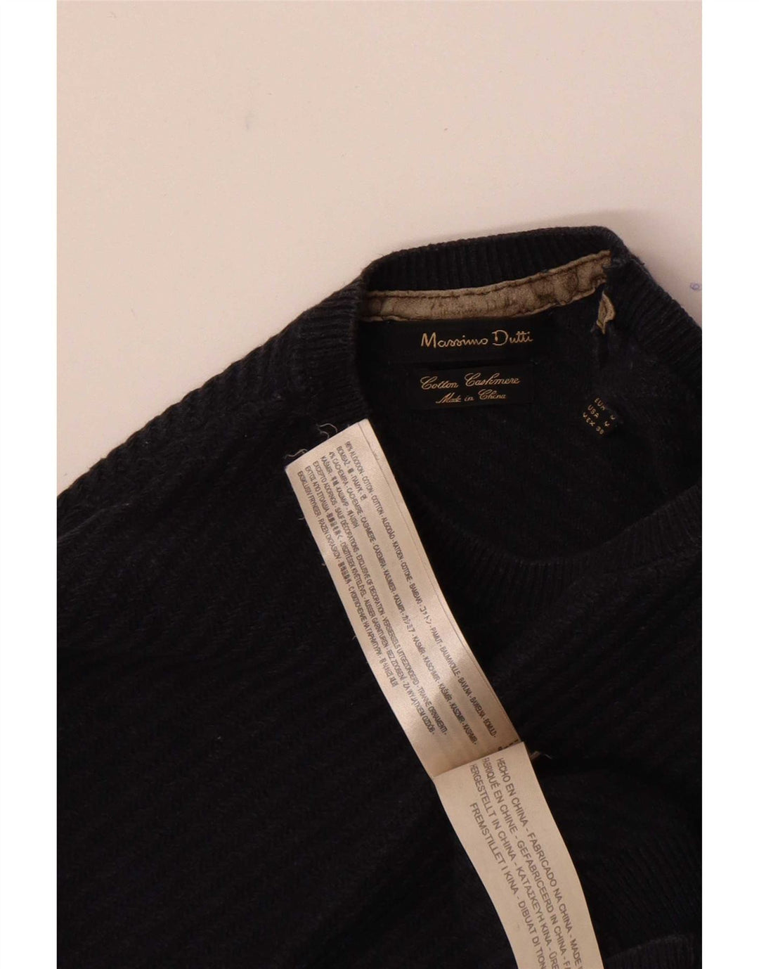 Maglione maglione girocollo da uomo Massimo Dutti in cotone blu navy medio