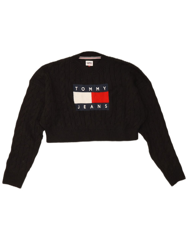 Maglione maglione girocollo con grafica da donna Tommy Hilfiger UK 12 medio nero