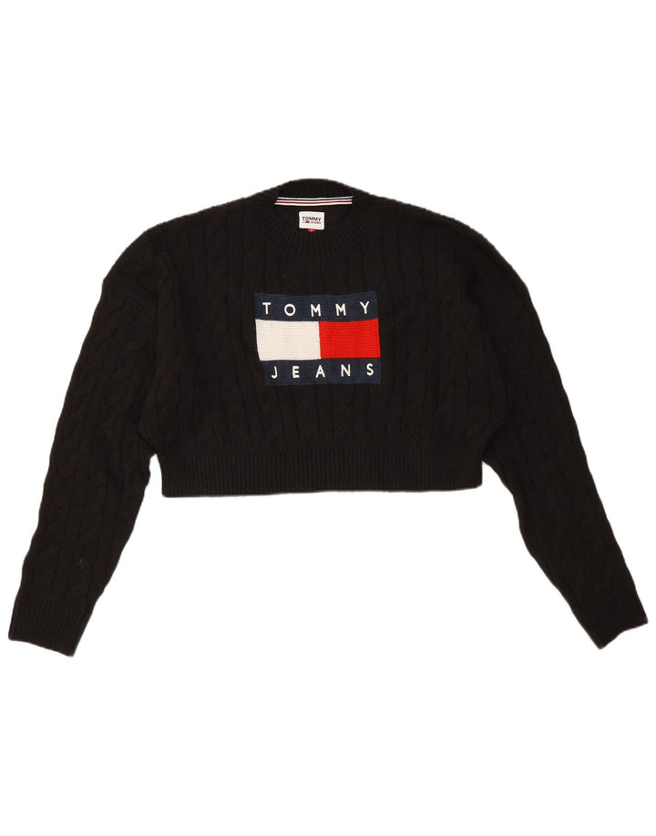 Maglione maglione girocollo con grafica da donna Tommy Hilfiger UK 12 medio nero