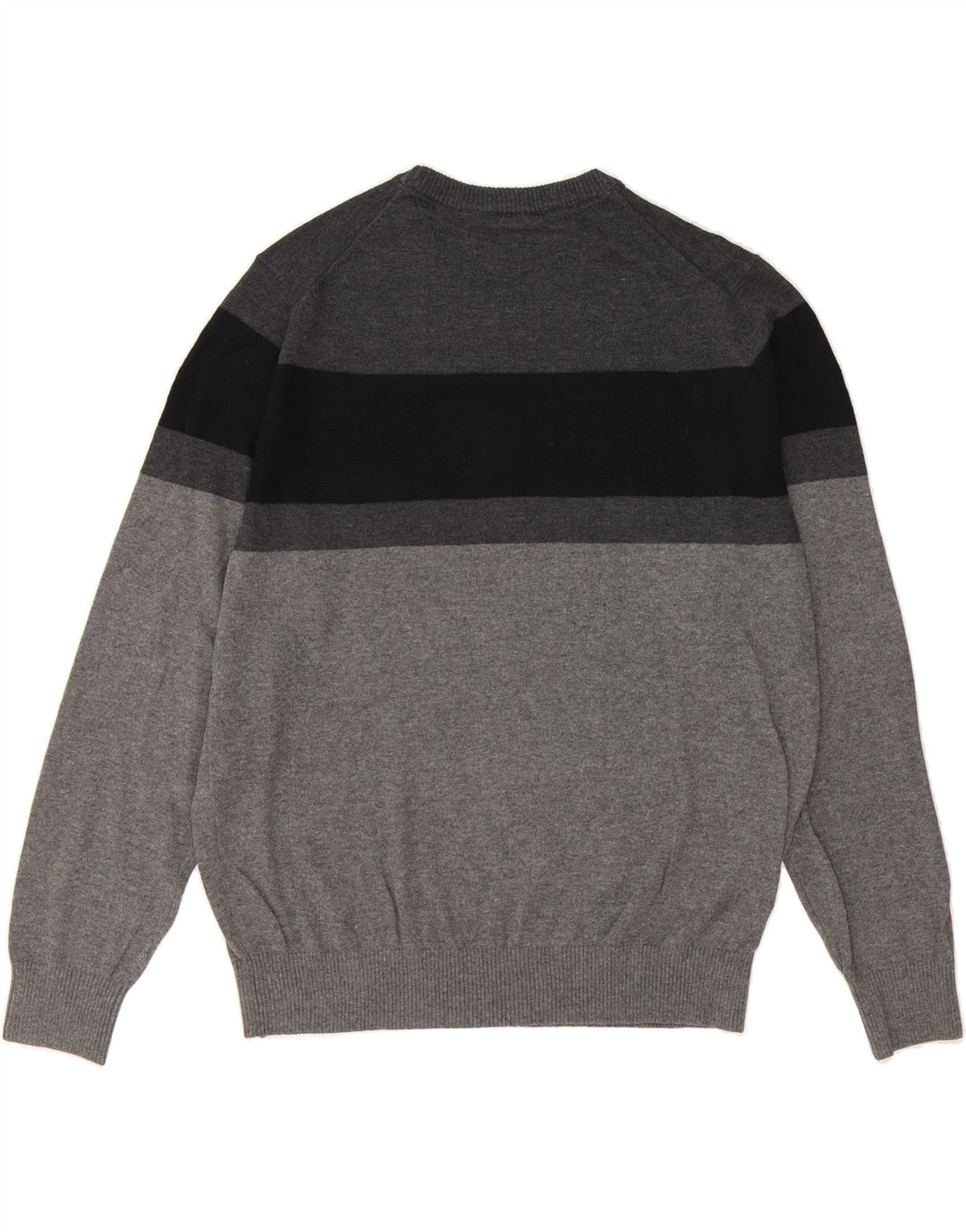 IZOD Mens Crew Neck Jumper Sweater Large Grey Colourblock Cotton Vintage Izod and Second-Hand Izod from Messina Hembry 
