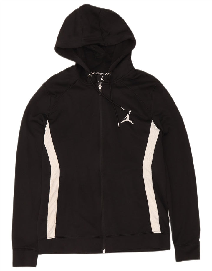Felpa con cappuccio e zip Jordan Dri Fit da uomo, poliestere color block medio nero
