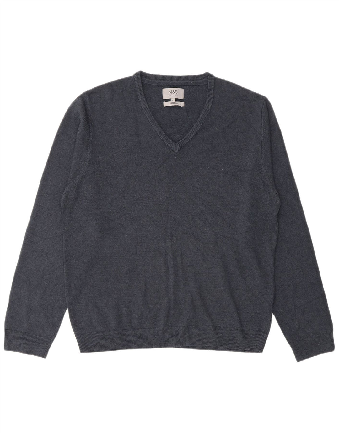 Maglione da uomo con scollo a V Marks & Spencer grande in acrilico blu navy