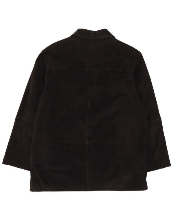 Giacca vintage da uomo in pelle scamosciata vestibilità regolare UK 42 XL in pelle nera