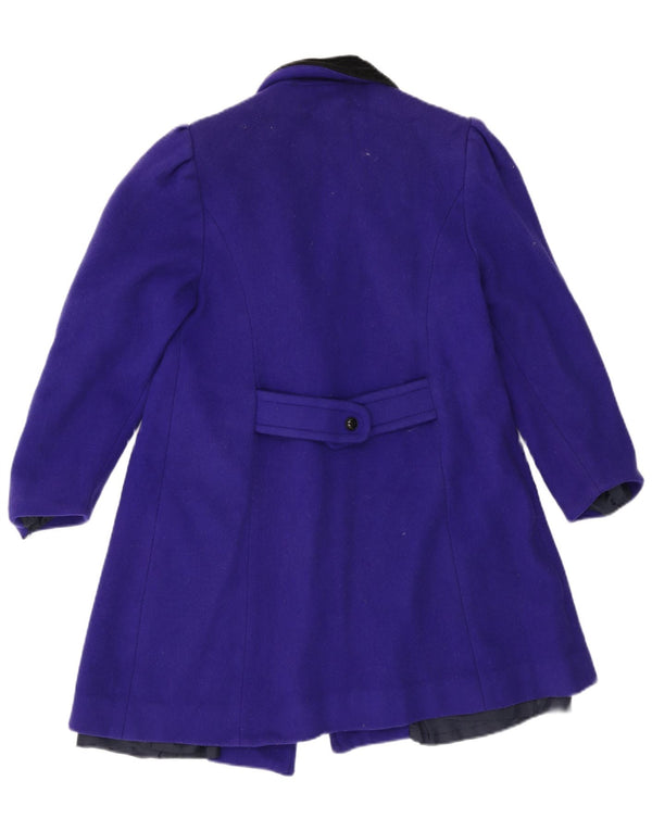 Cappotto doppiopetto vintage da donna UK 14 lana viola medio