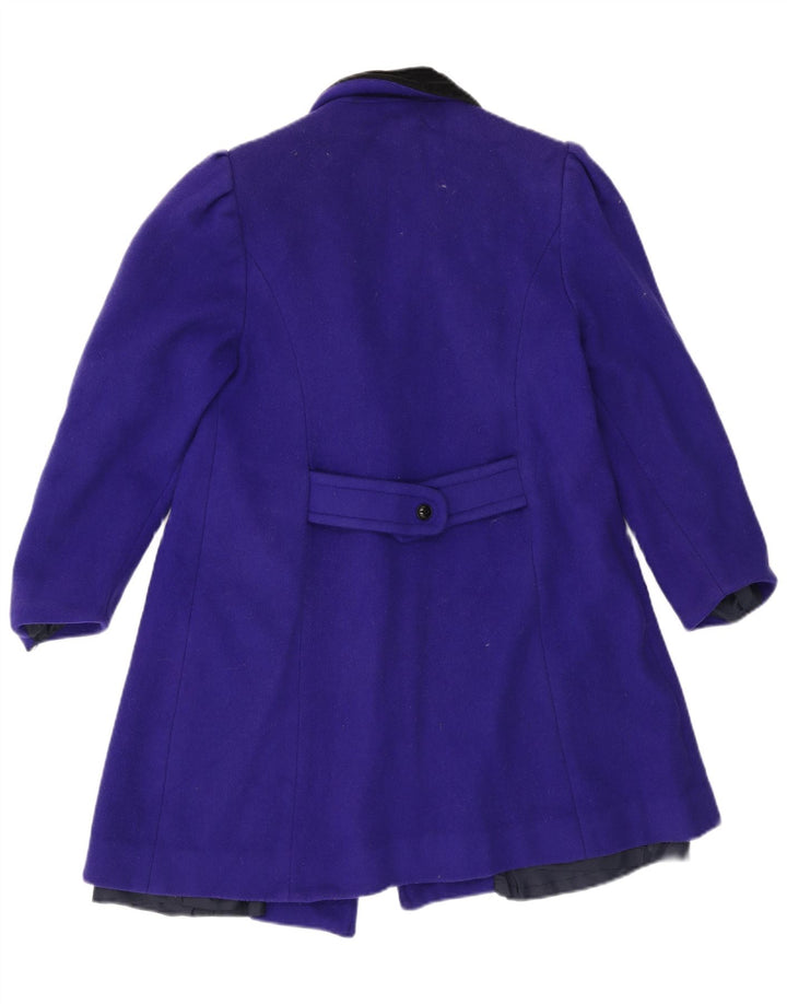 Cappotto doppiopetto vintage da donna UK 14 lana viola medio