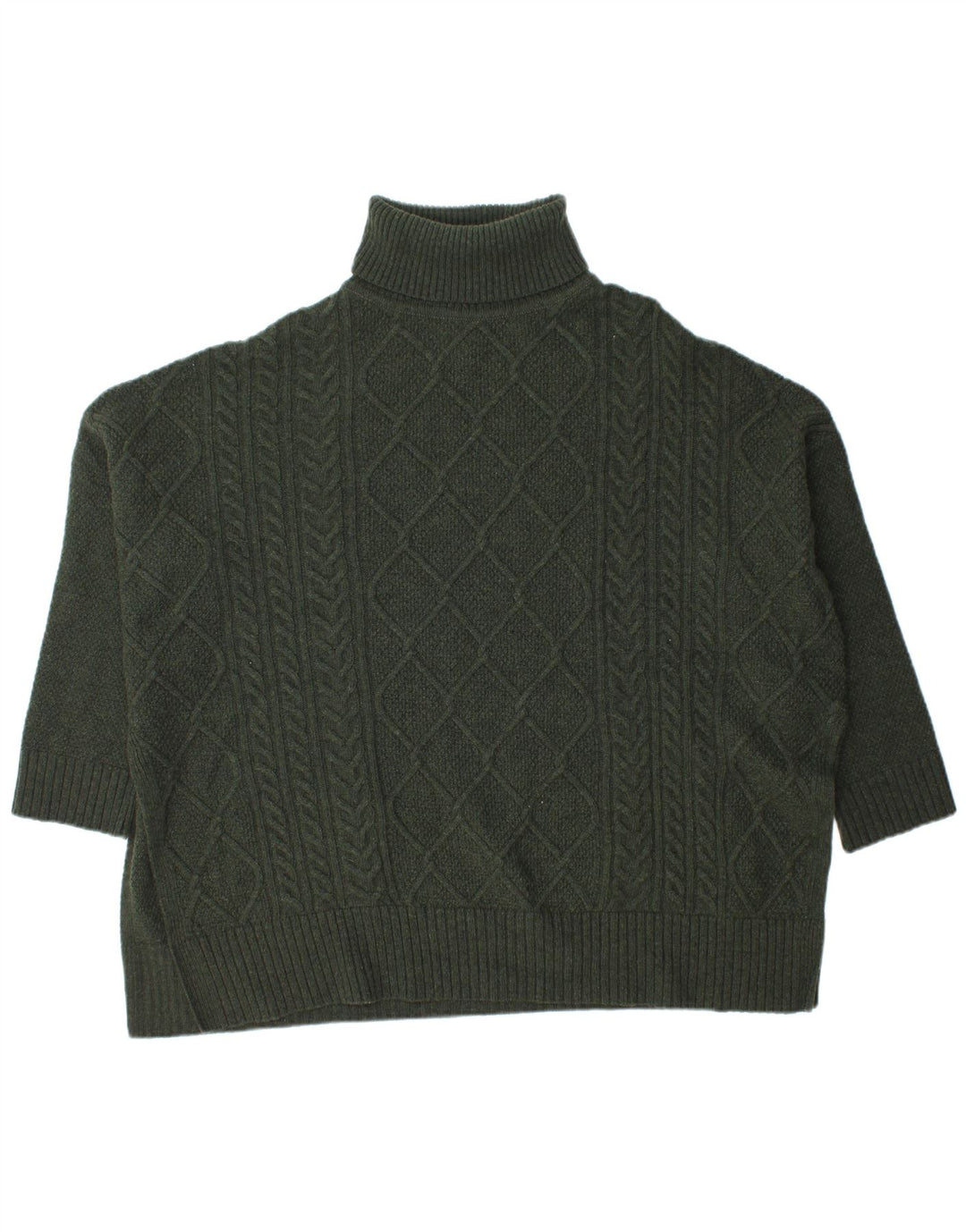 Barbour Donna Burne Cape Dolcevita Maglione Maglione UK 14 Lana Verde Medio