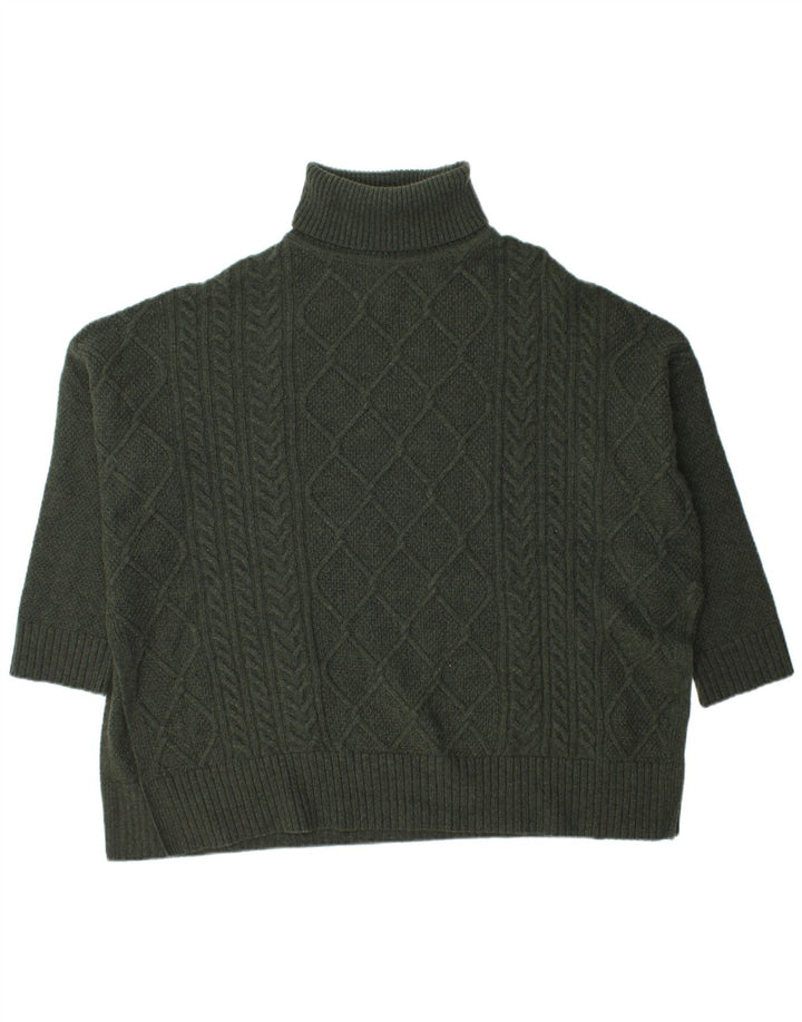 Barbour Donna Burne Cape Dolcevita Maglione Maglione UK 14 Lana Verde Medio