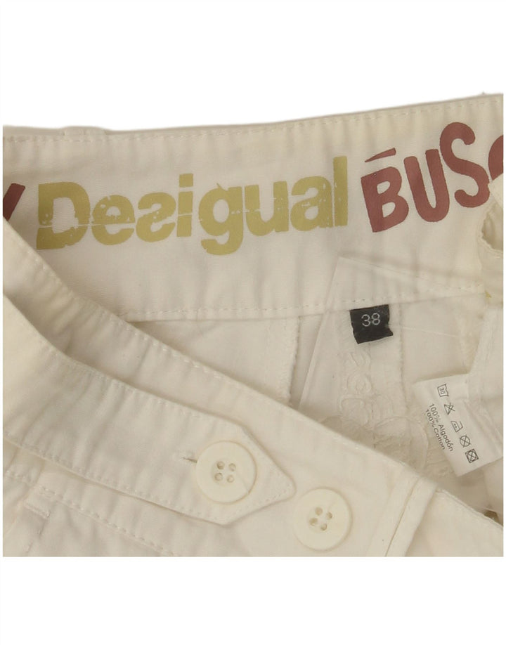 Pantaloni chino dritti da donna DESIGUAL EU 38 Medium W30 L28 Cotone bianco