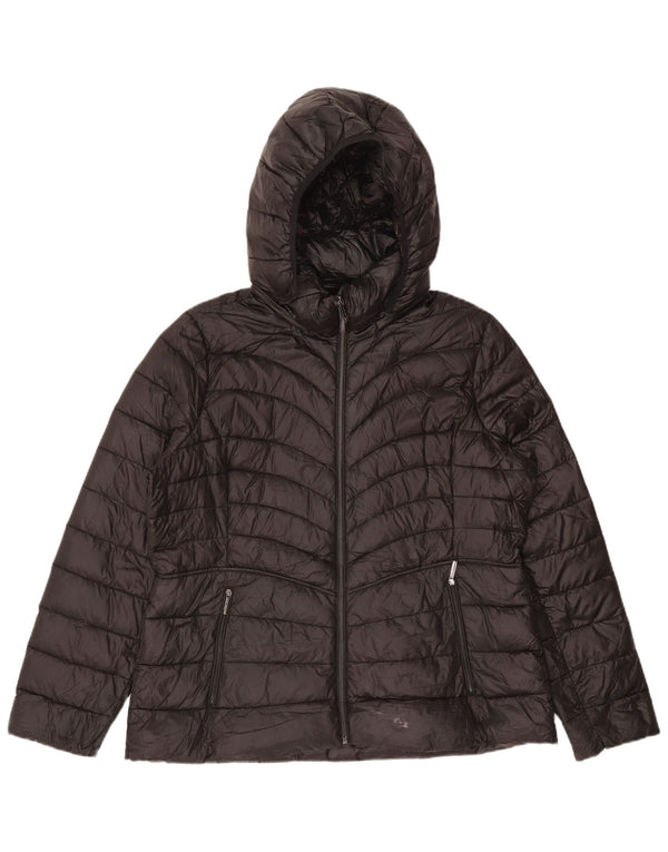 Giacca imbottita con cappuccio da donna Michael Kors UK 18 XL nylon nero