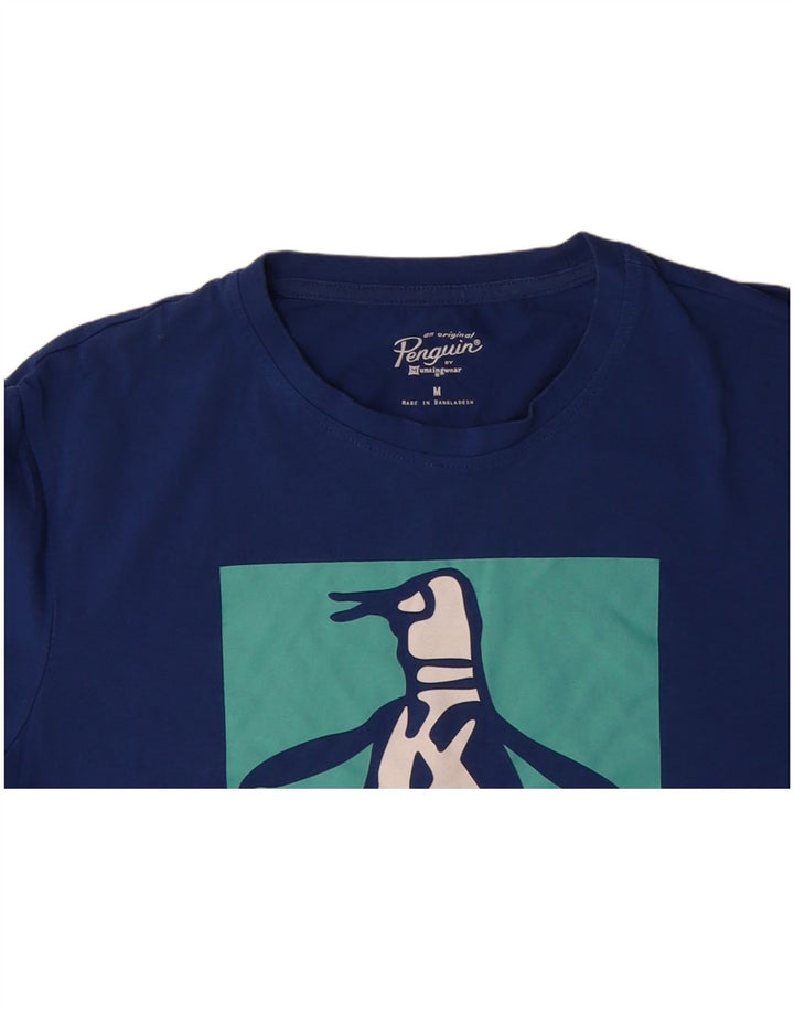 PENGUIN T-shirt grafica da uomo Top in cotone blu medio
