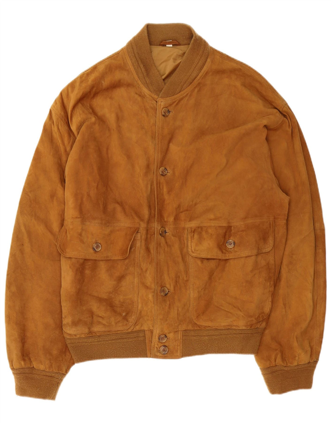 Giubbotto bomber vintage in pelle scamosciata da uomo IT 54 2XL Marrone