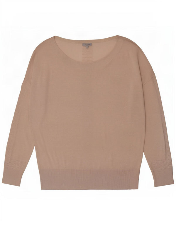 Jigsaw Womens Oversized Boat Neck Jumper Sweater UK 10 Small Beige Viscose