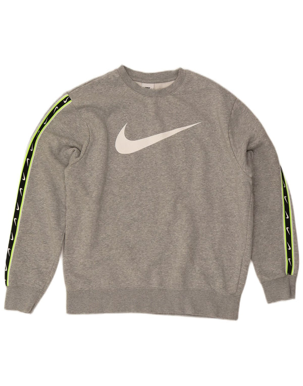 NIKE Felpa con grafica da uomo Maglione in cotone grigio medio