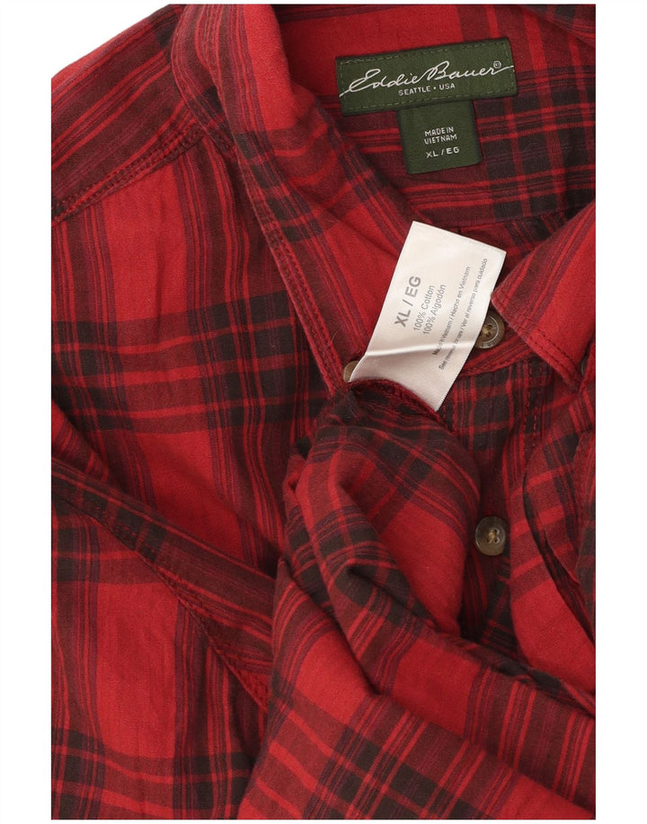 Camicia in flanella da uomo Eddie Bauer XL in cotone scozzese rosso