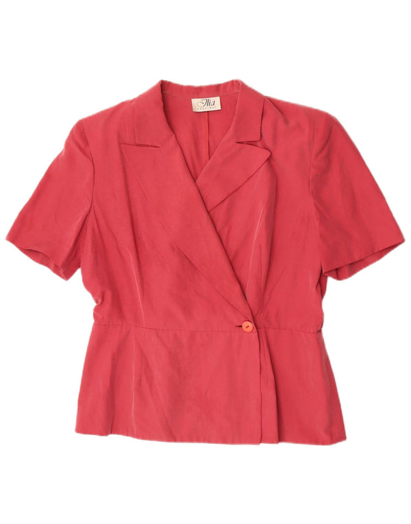 Top Cardigan Manica Corta Donna Ilia IT 46 Large Rosa Seta