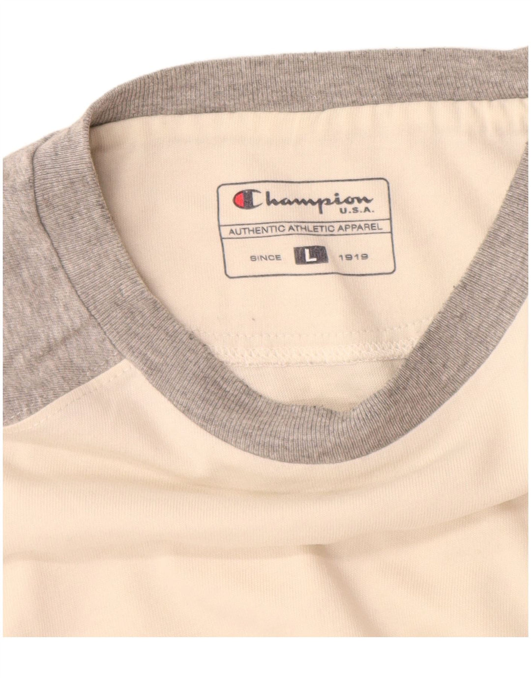 Champion Top grafico da uomo a maniche lunghe a blocchi di colore bianco grande