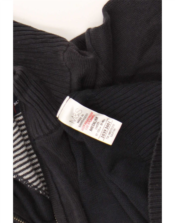 Maglione da uomo Marks & Spencer con zip e collo in cotone medio blu navy