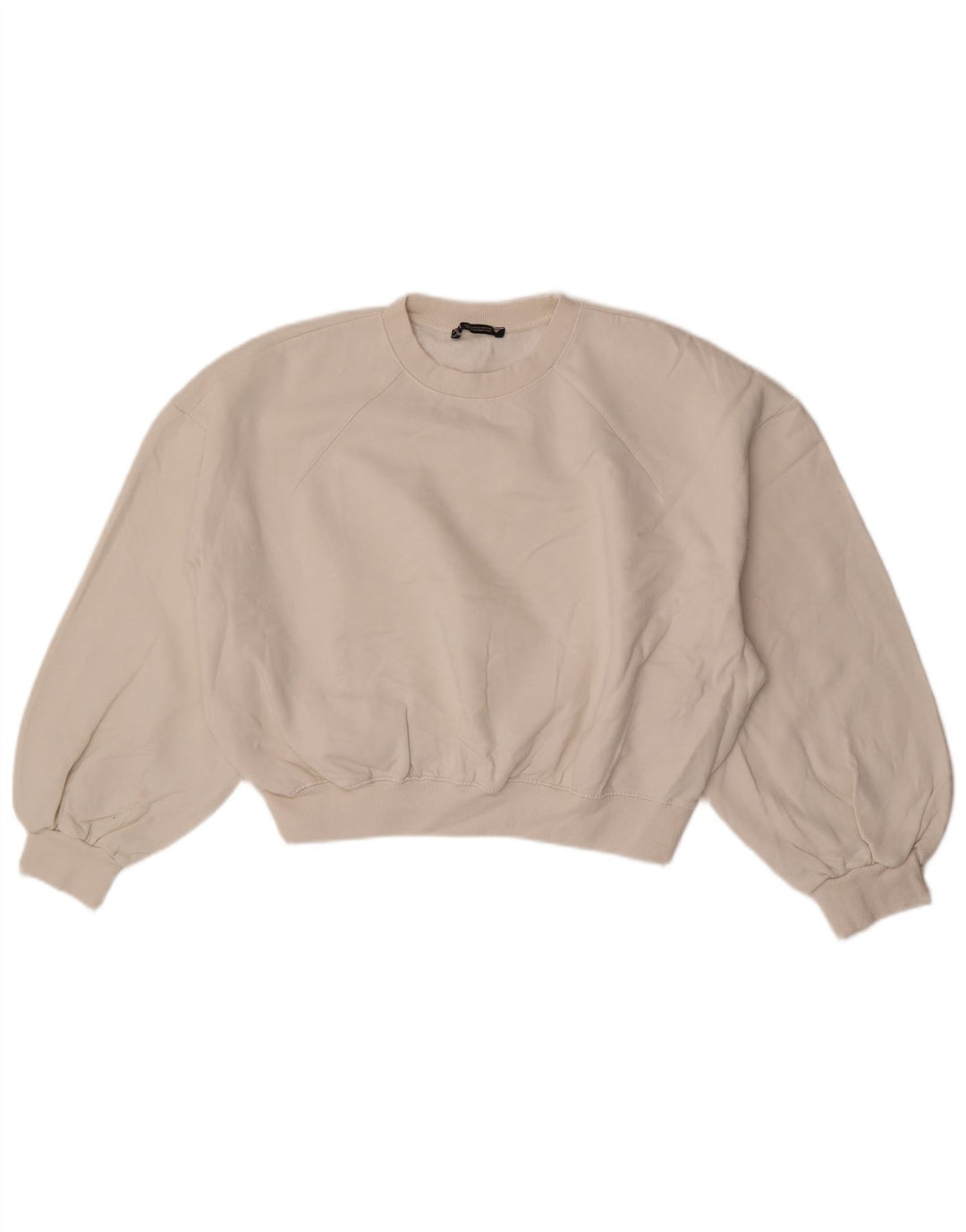Felpa Zara da donna oversize corta con maniche a 3/4, taglia UK 14, colore bianco medio