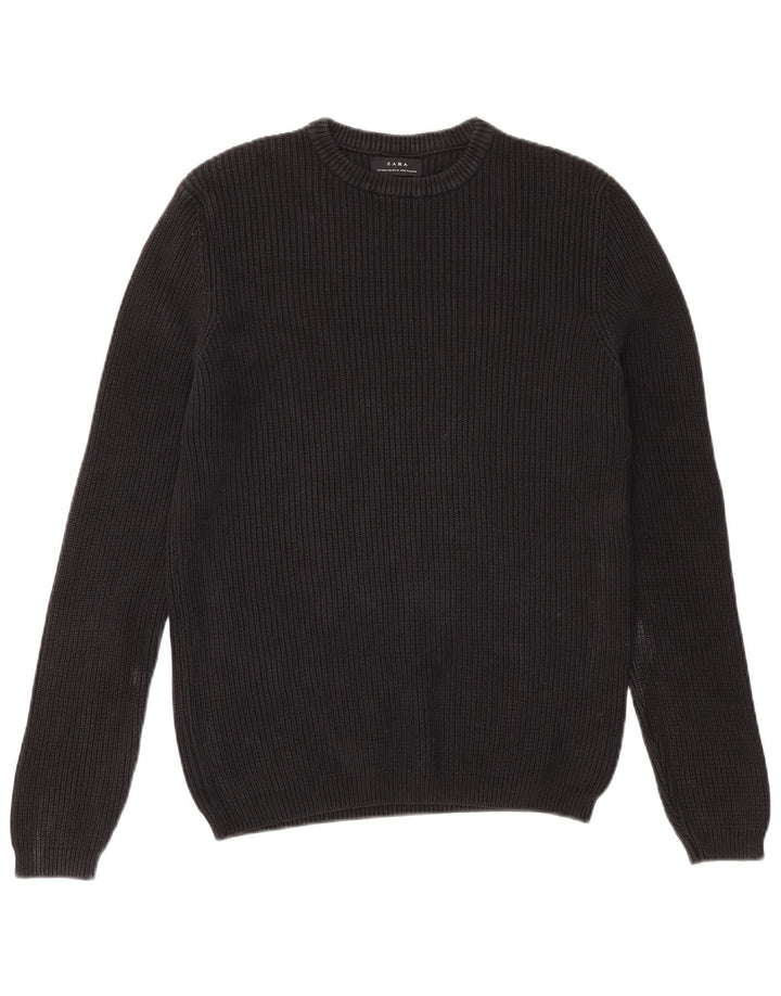 Maglione maglione girocollo da uomo Zara in cotone nero medio