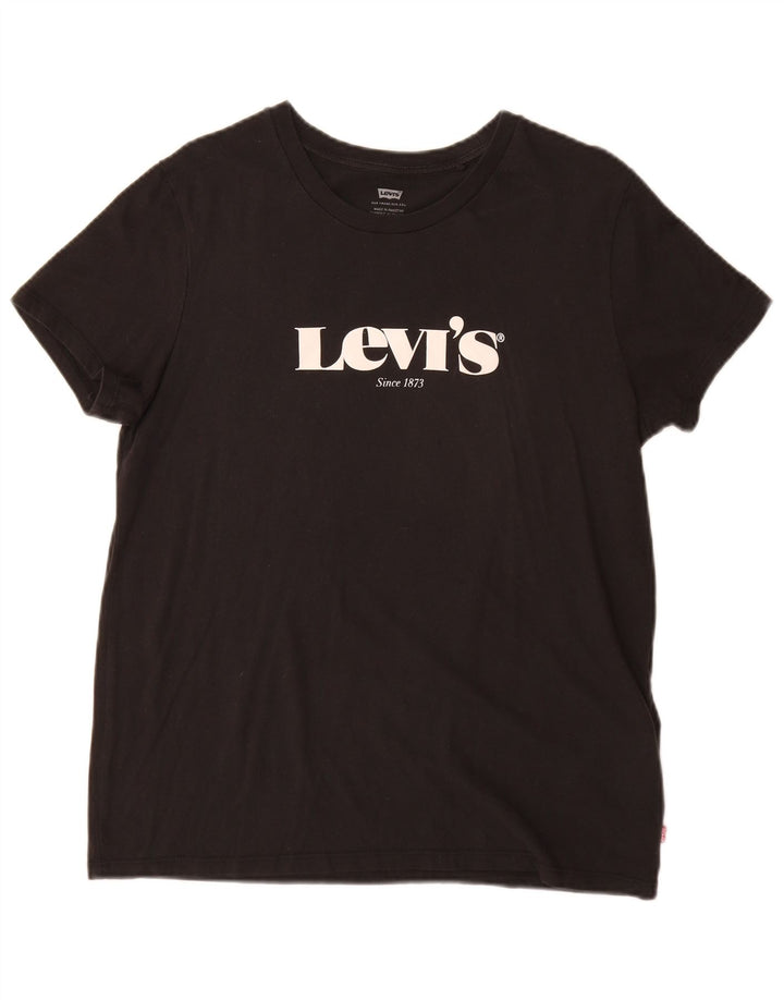 T-shirt grafica da donna Levi's Top UK 14 cotone nero medio