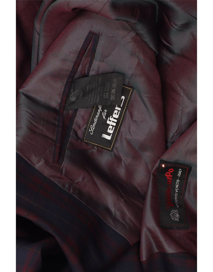 Giacca blazer doppiopetto da uomo Policarpo UK 40 grande check blu navy