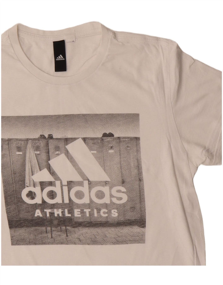 T-shirt grafica da uomo Adidas Top piccola in cotone bianco