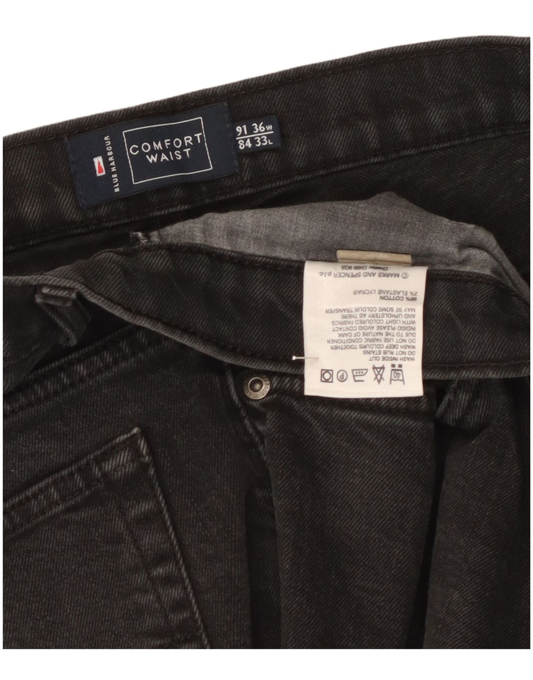 Jeans dritti da uomo Marks & Spencer W36 L27 cotone nero