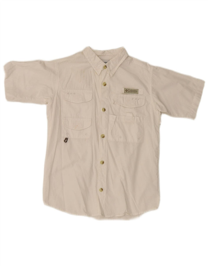 Camicia a maniche corte Columbia da bambino 6-7 anni in cotone bianco
