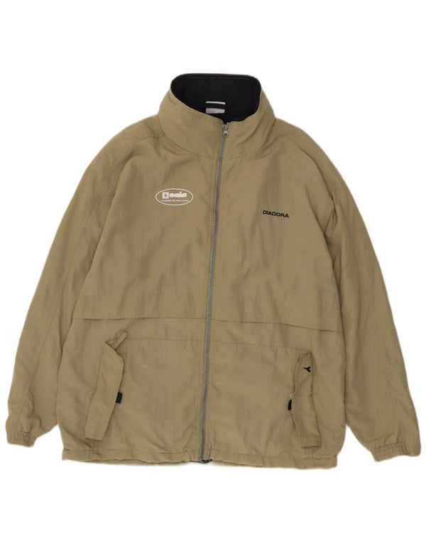 Giacca antipioggia con cappuccio grafico da uomo Diadora UK 42 XL Khaki Poliammide