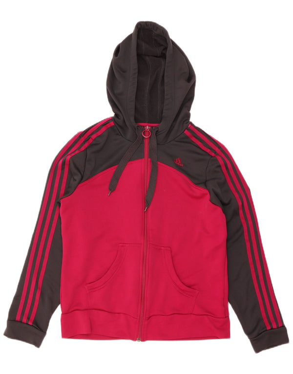 Felpa con cappuccio e zip da donna Adidas UK 18 XL Poliestere color block rosa