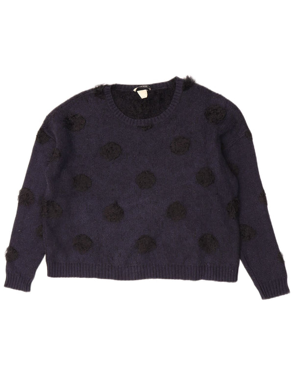 Maglione corto da donna con scollo a barca Pinko UK 14 medio blu navy maculato