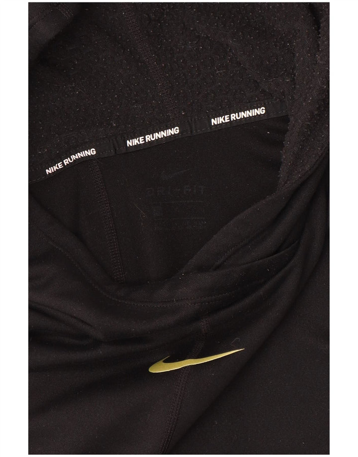 NIKE Top da corsa con grafica da donna a maniche lunghe UK 14 Medium Nero