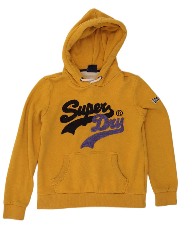 Felpa con cappuccio grafica da donna Superdry UK 12 cotone giallo medio