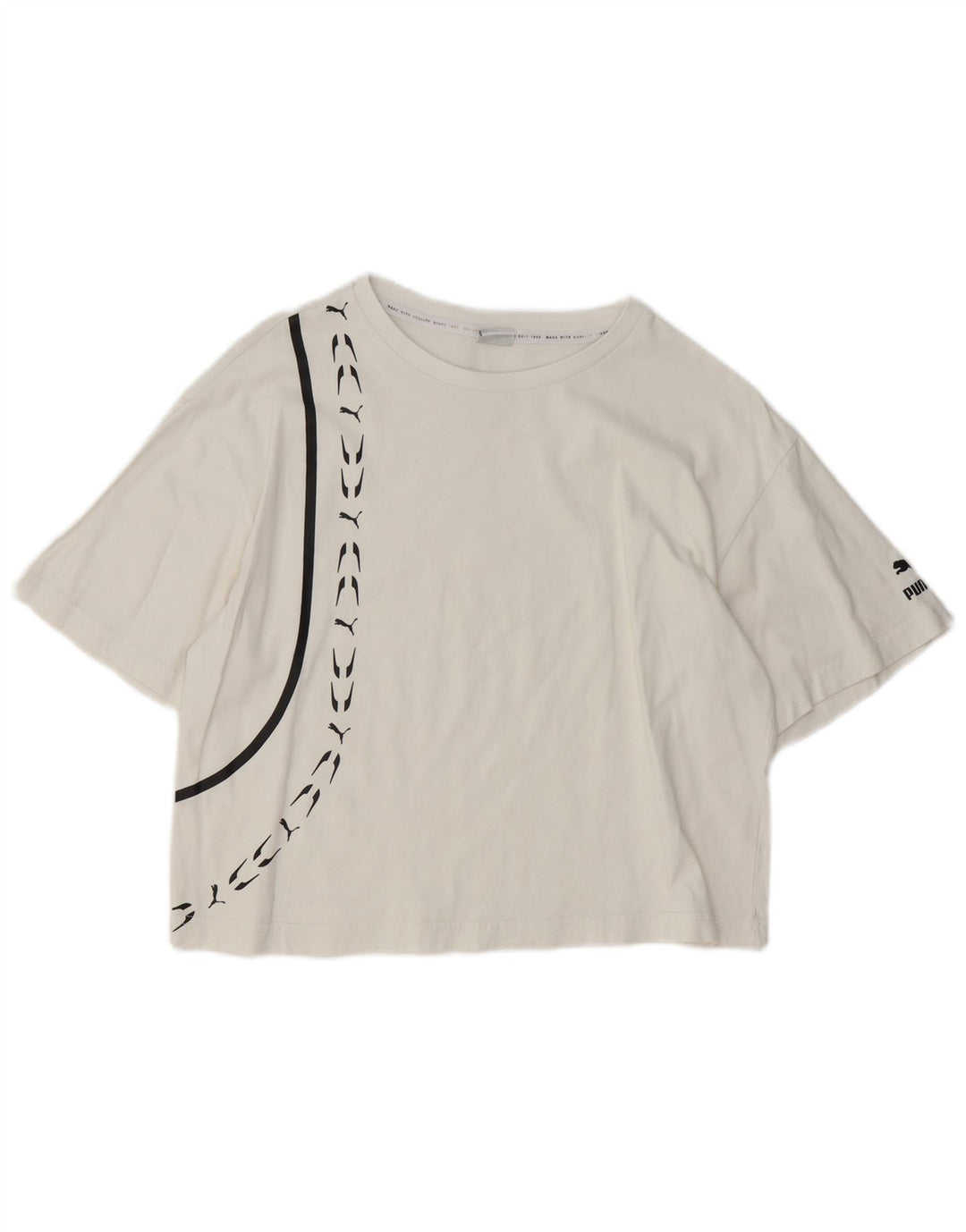 T-shirt grafica corta da donna Puma UK 10 piccola bianca