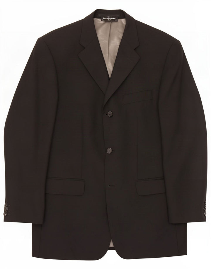 C&A Giacca blazer a 3 bottoni da uomo IT 52 XL Lana vergine nera