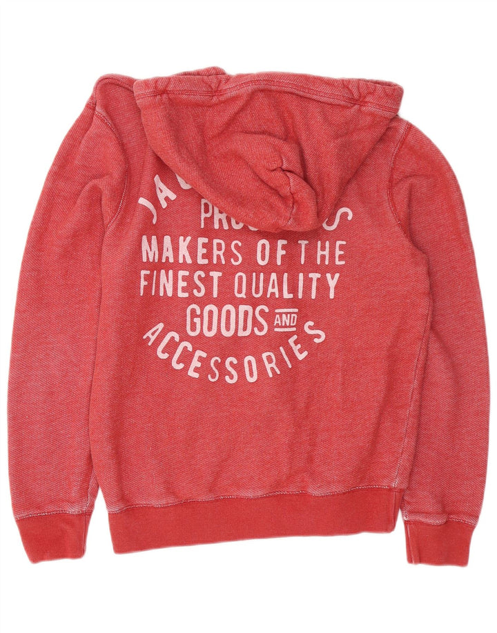 JACK WILLS Maglione con cappuccio e zip grafica da uomo in cotone rosso medio