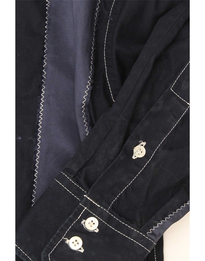 Camicia da uomo Gas Taglia 41 16 Grande cotone a righe blu navy